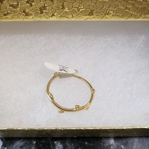 beautiful leaf ring with white stones new real solid 14k gold size 6.5